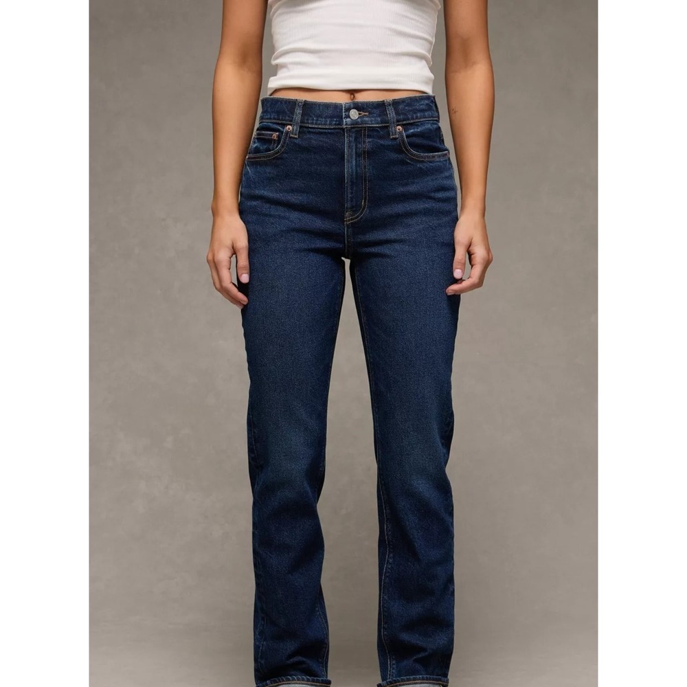 AEO American Eagle Outfitters High Rise Straight Dark Wash Jeans
